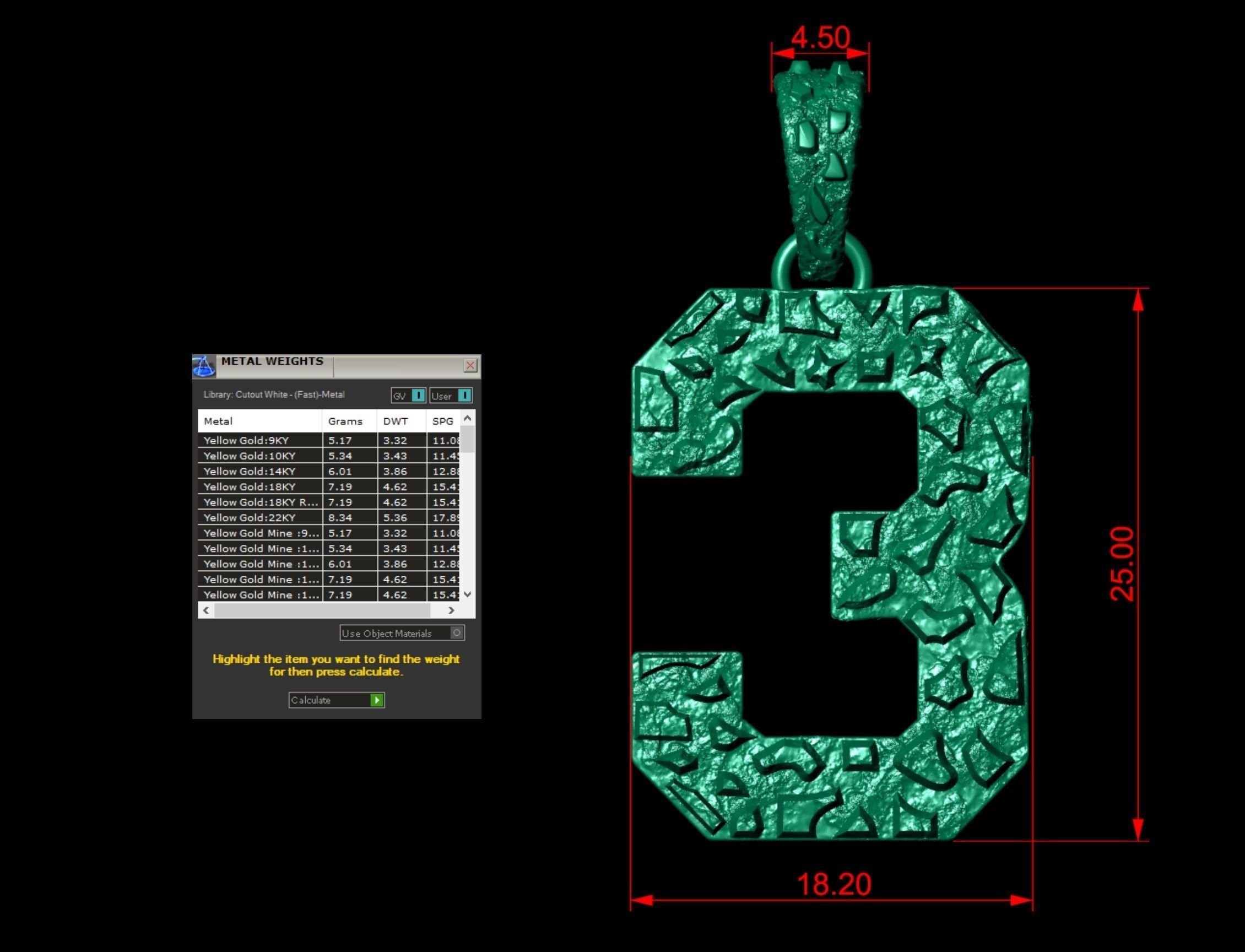 Plain Gold Nugget Number 3 3D print model_3