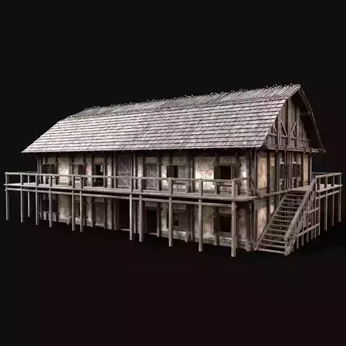 TAVERN ENTERABLE MEDIEVAL HOUSE INN HUT FARM COTTAGE WOODEN AAA Low-poly 3D model