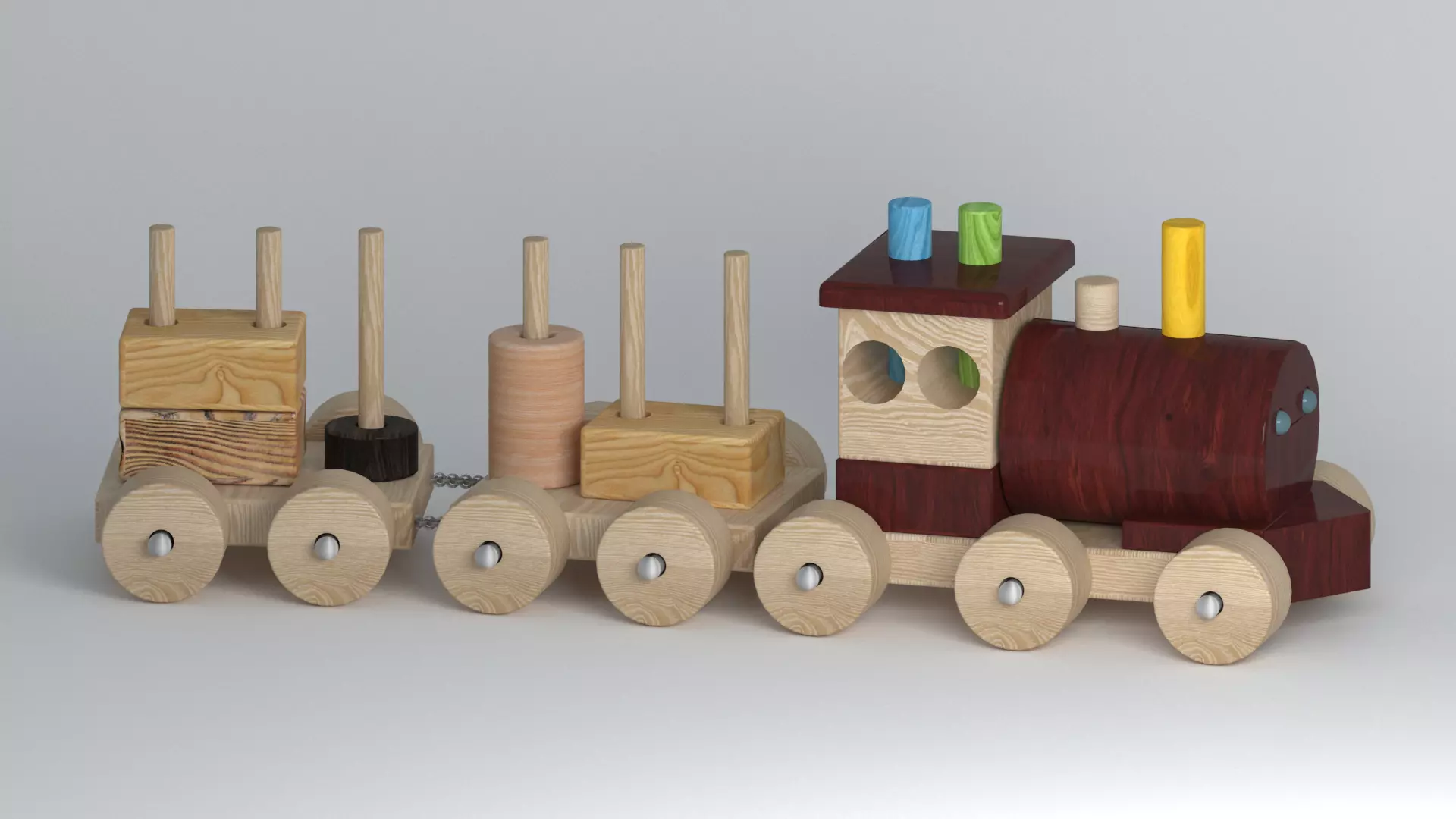 train wooden toy 3D model_0