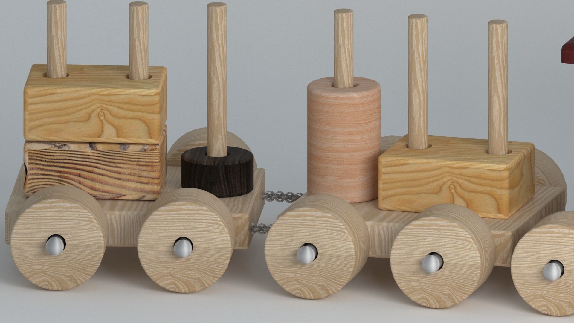 train wooden toy 3D model_1