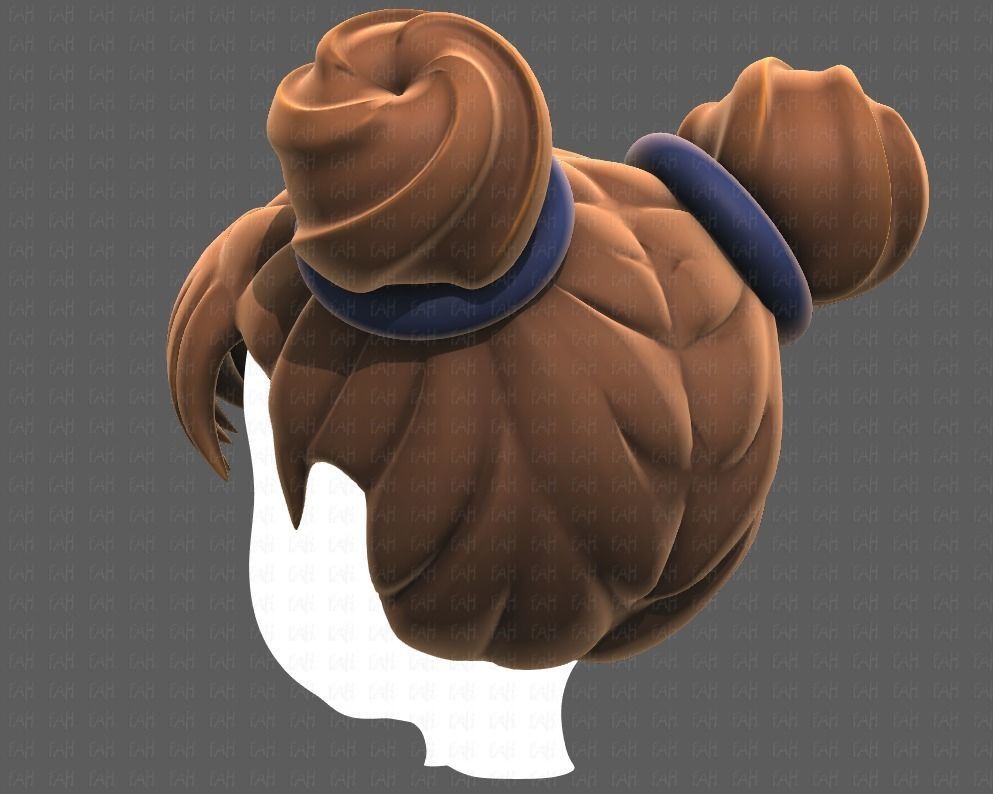 Base Hair for girl V03 Low-poly 3D model_6