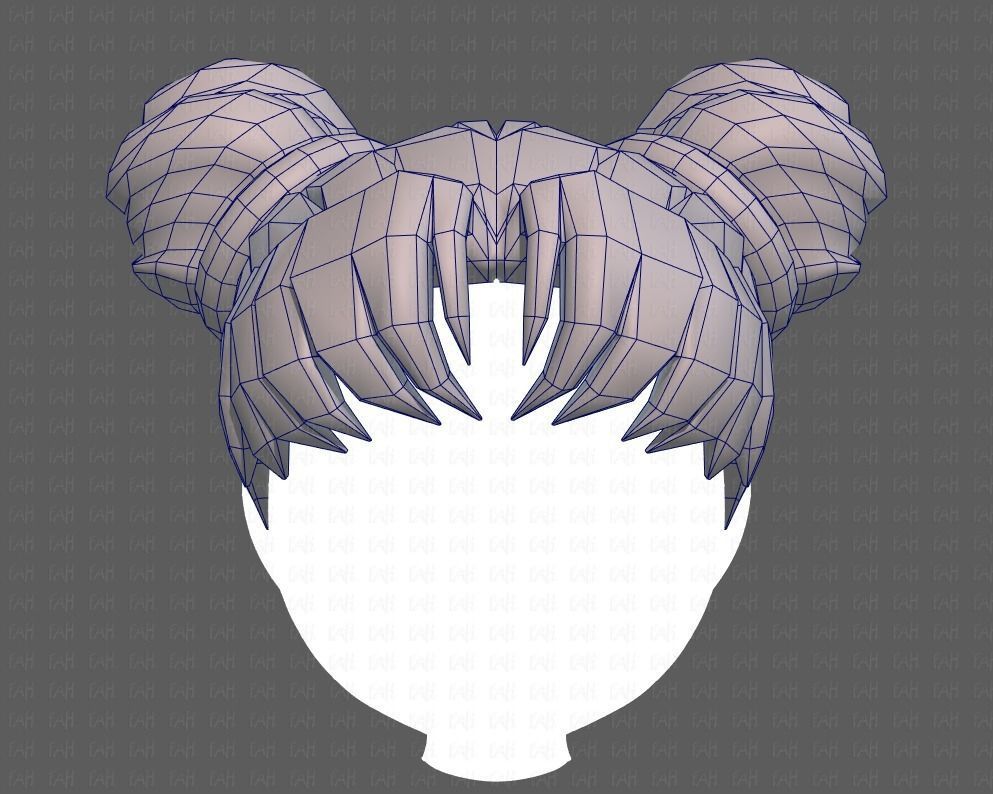 Base Hair for girl V03 Low-poly 3D model_25
