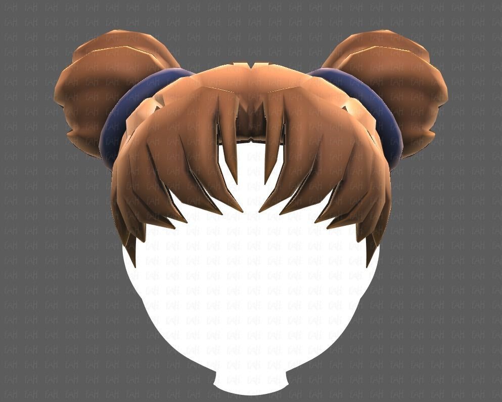 Base Hair for girl V03 Low-poly 3D model_17