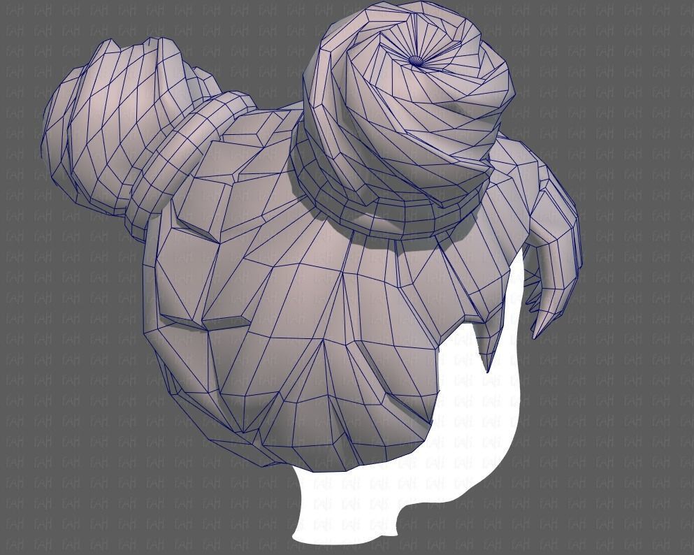 Base Hair for girl V03 Low-poly 3D model_28