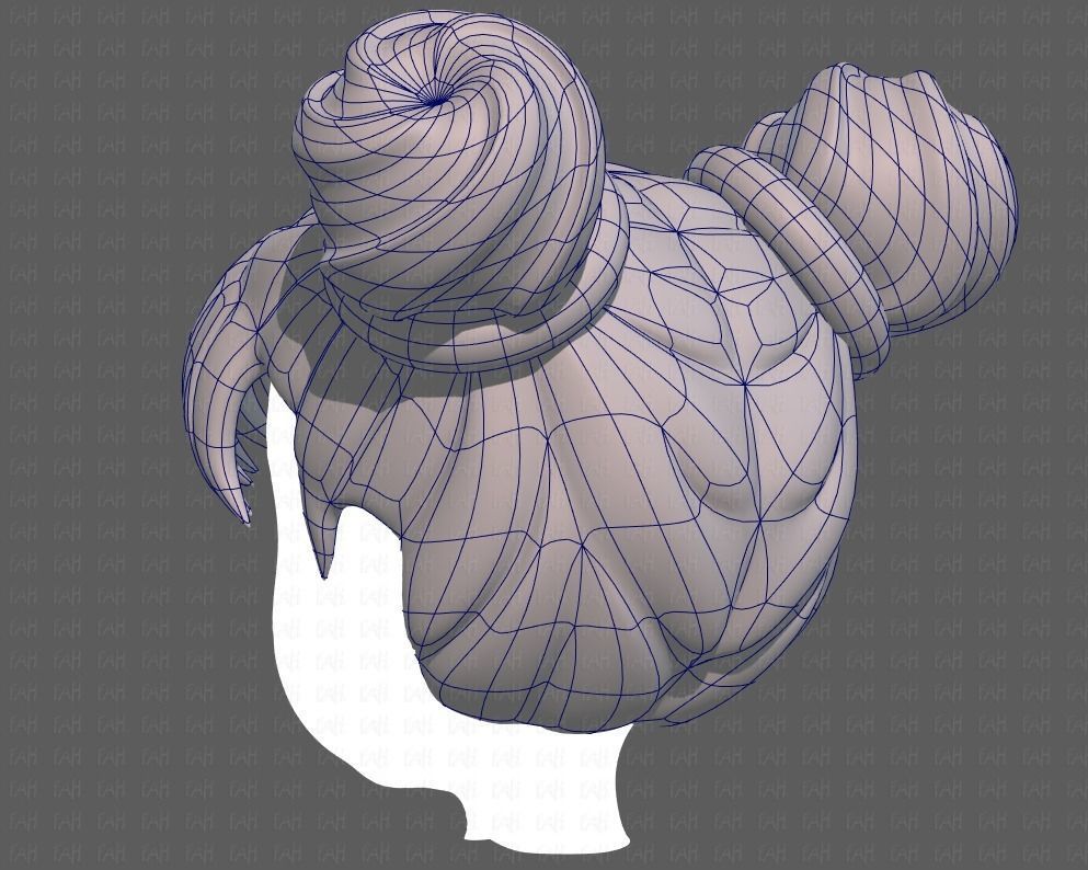 Base Hair for girl V03 Low-poly 3D model_14