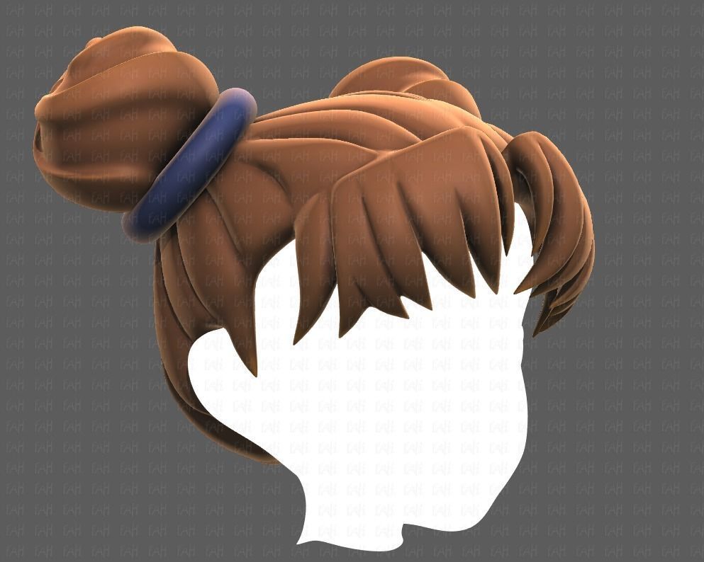 Base Hair for girl V03 Low-poly 3D model_2