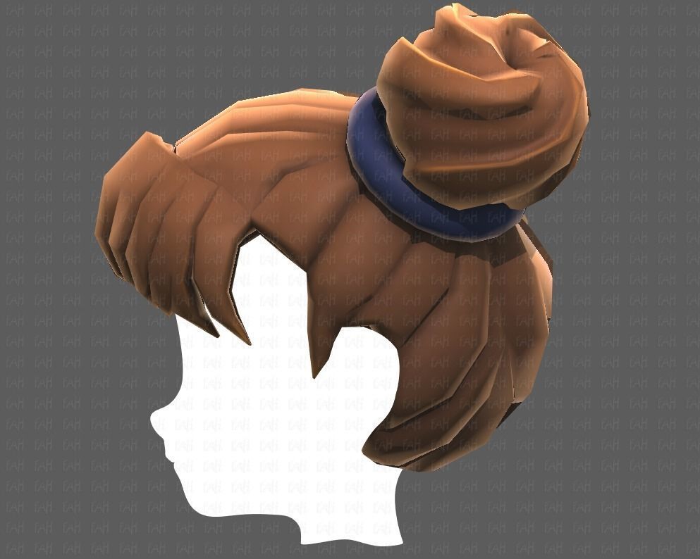 Base Hair for girl V03 Low-poly 3D model_23