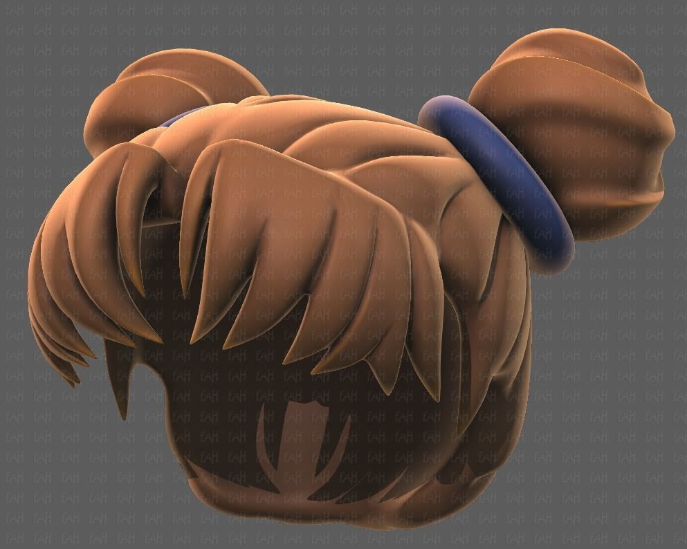 Base Hair for girl V03 Low-poly 3D model_37