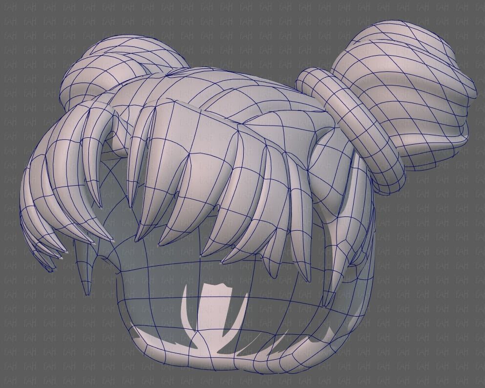 Base Hair for girl V03 Low-poly 3D model_38