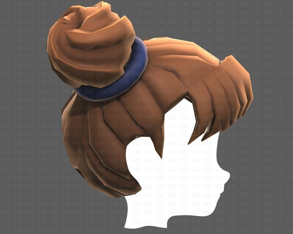 Base Hair for girl V03 Low-poly 3D model_19