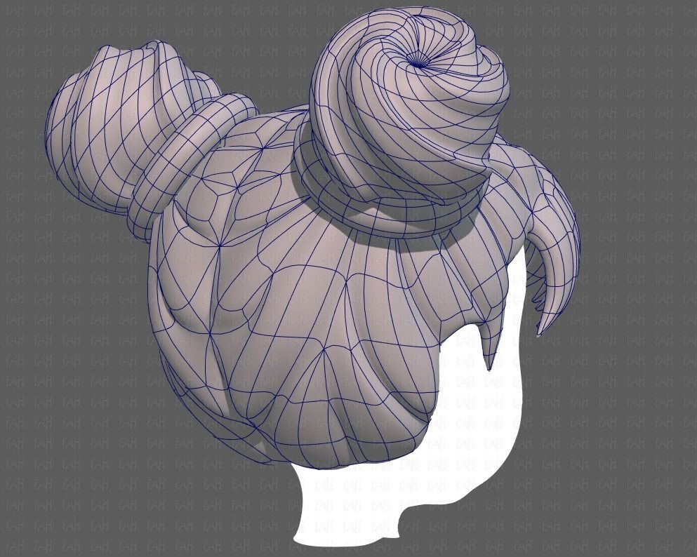 Base Hair for girl V03 Low-poly 3D model_12