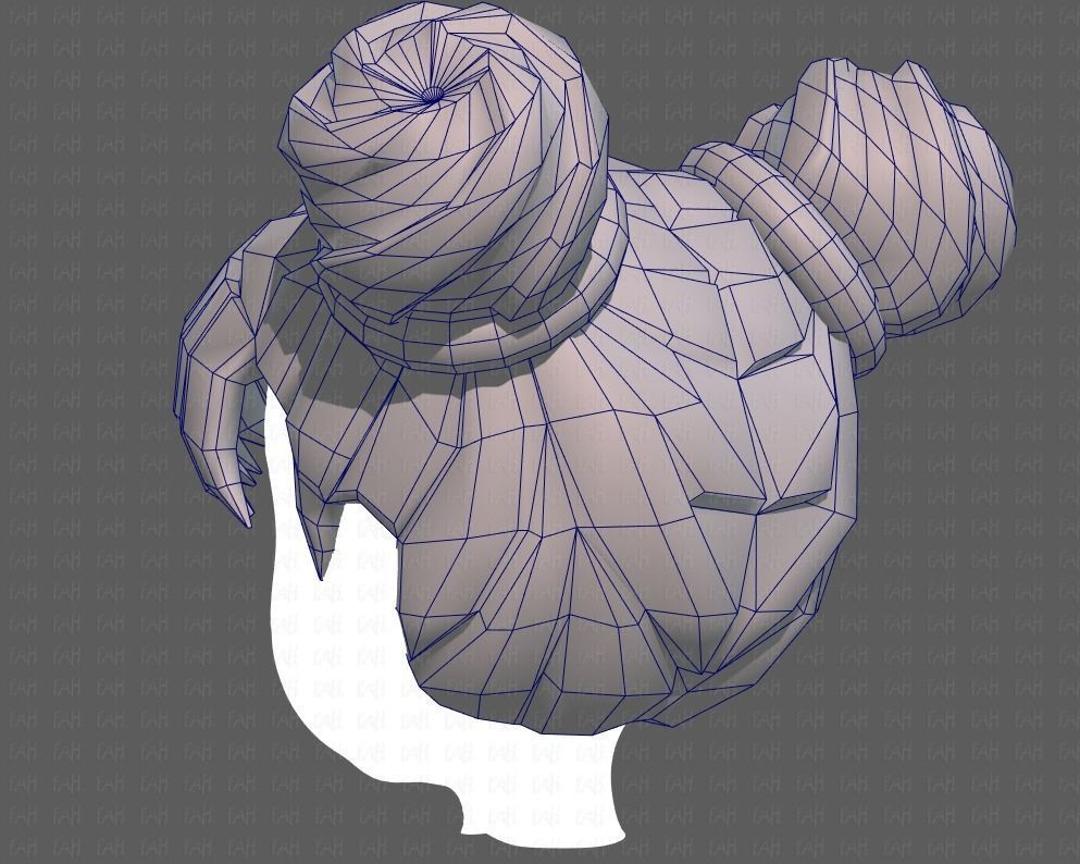 Base Hair for girl V03 Low-poly 3D model_30