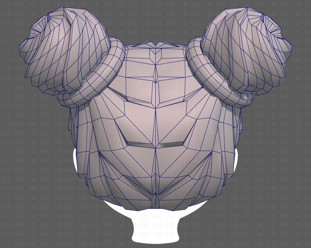 Base Hair for girl V03 Low-poly 3D model_29