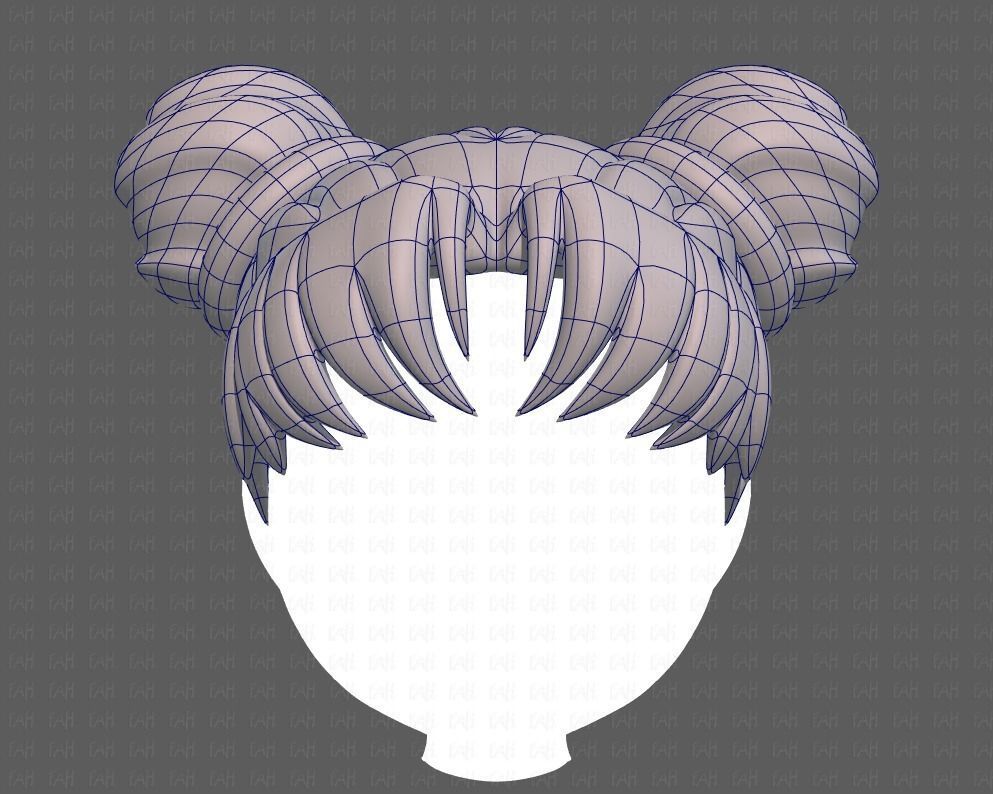 Base Hair for girl V03 Low-poly 3D model_9
