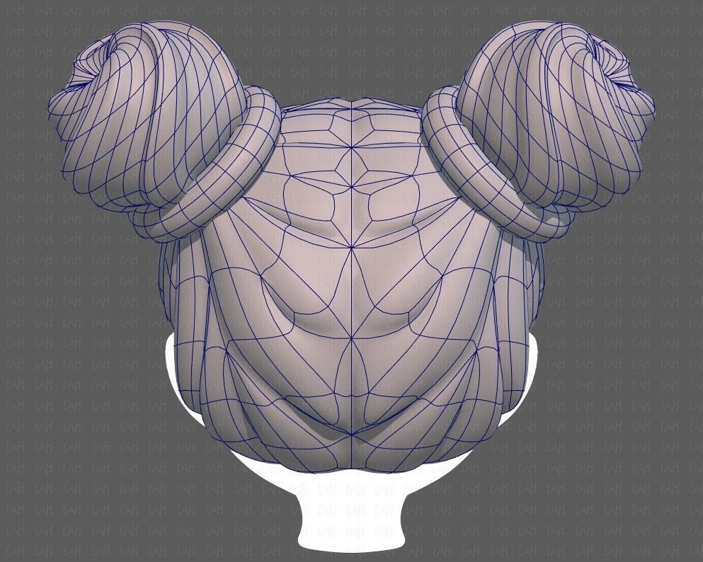 Base Hair for girl V03 Low-poly 3D model_13