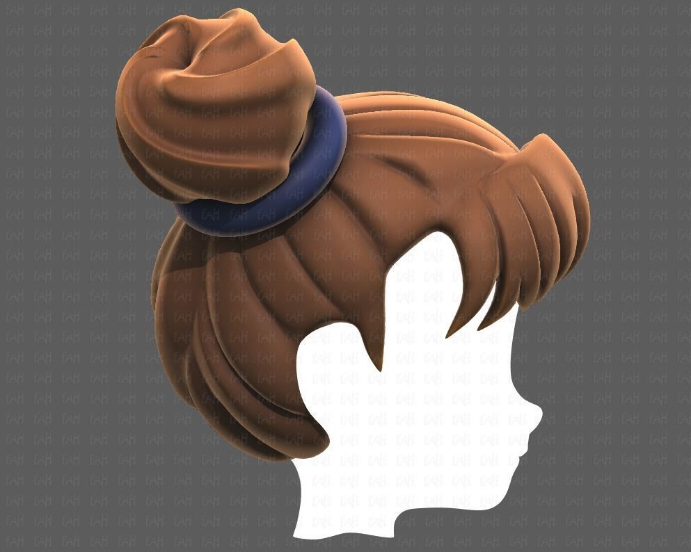 Base Hair for girl V03 Low-poly 3D model_3