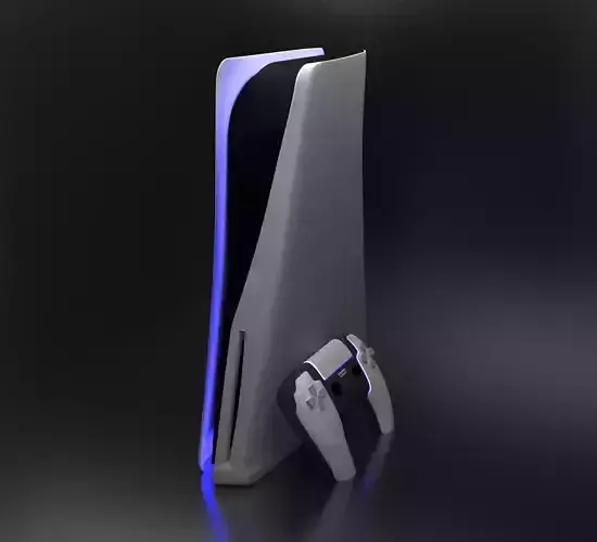 PS5 3D Model playstation console with lights