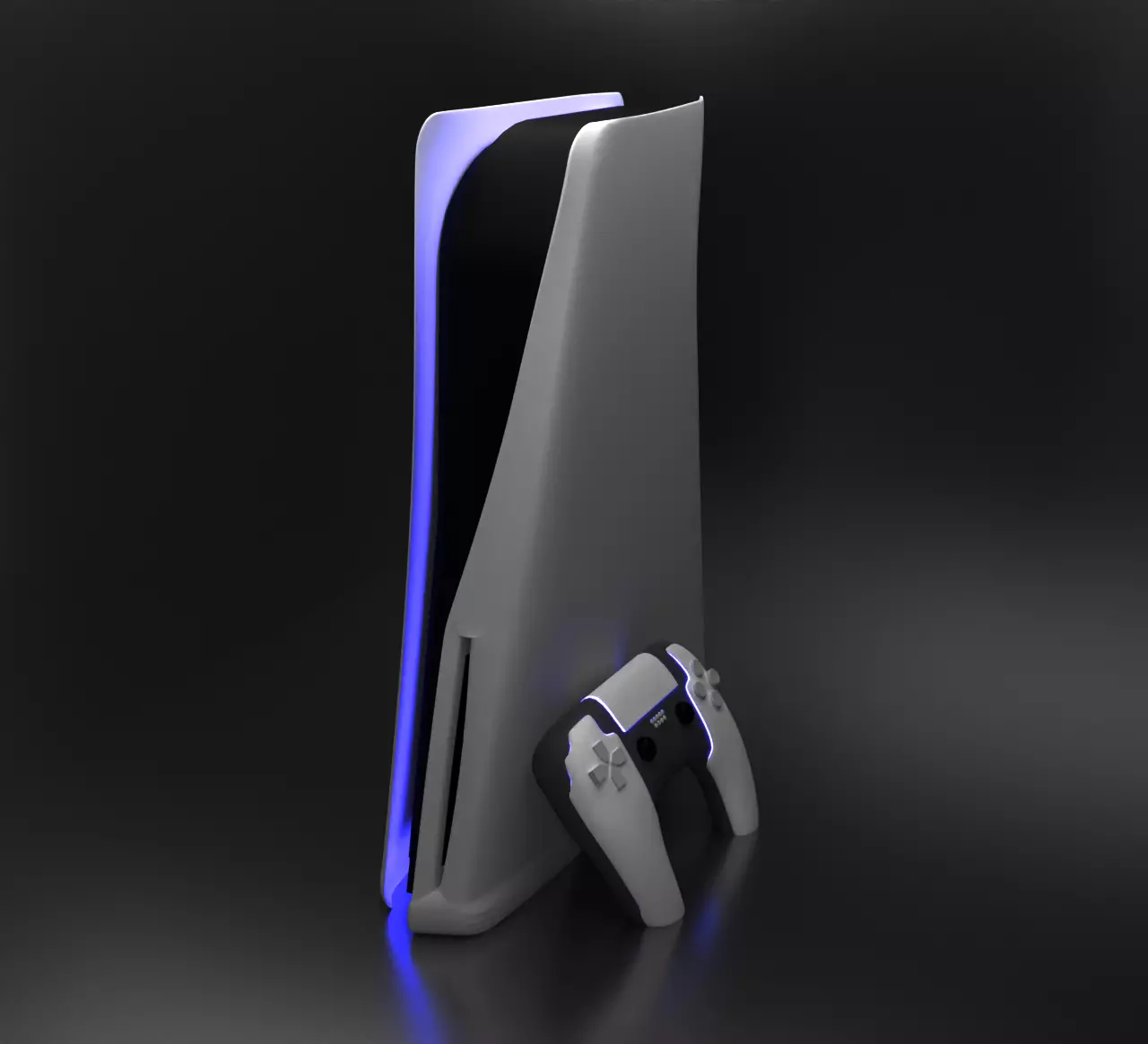 PS5 3D Model playstation console with lights Low-poly 3D model