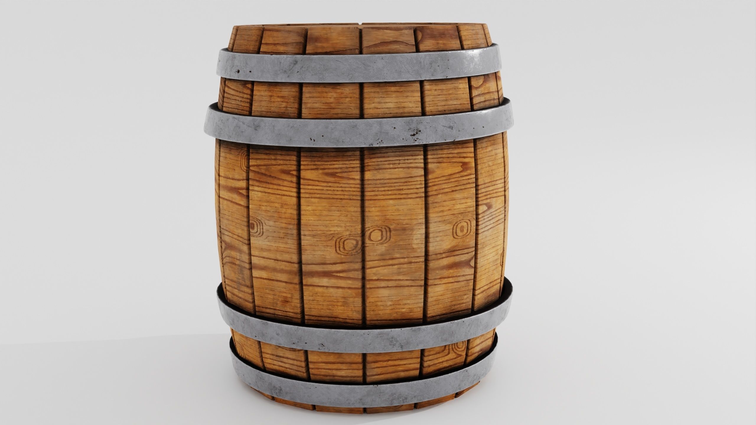 Wooden Barrel 3D model_5