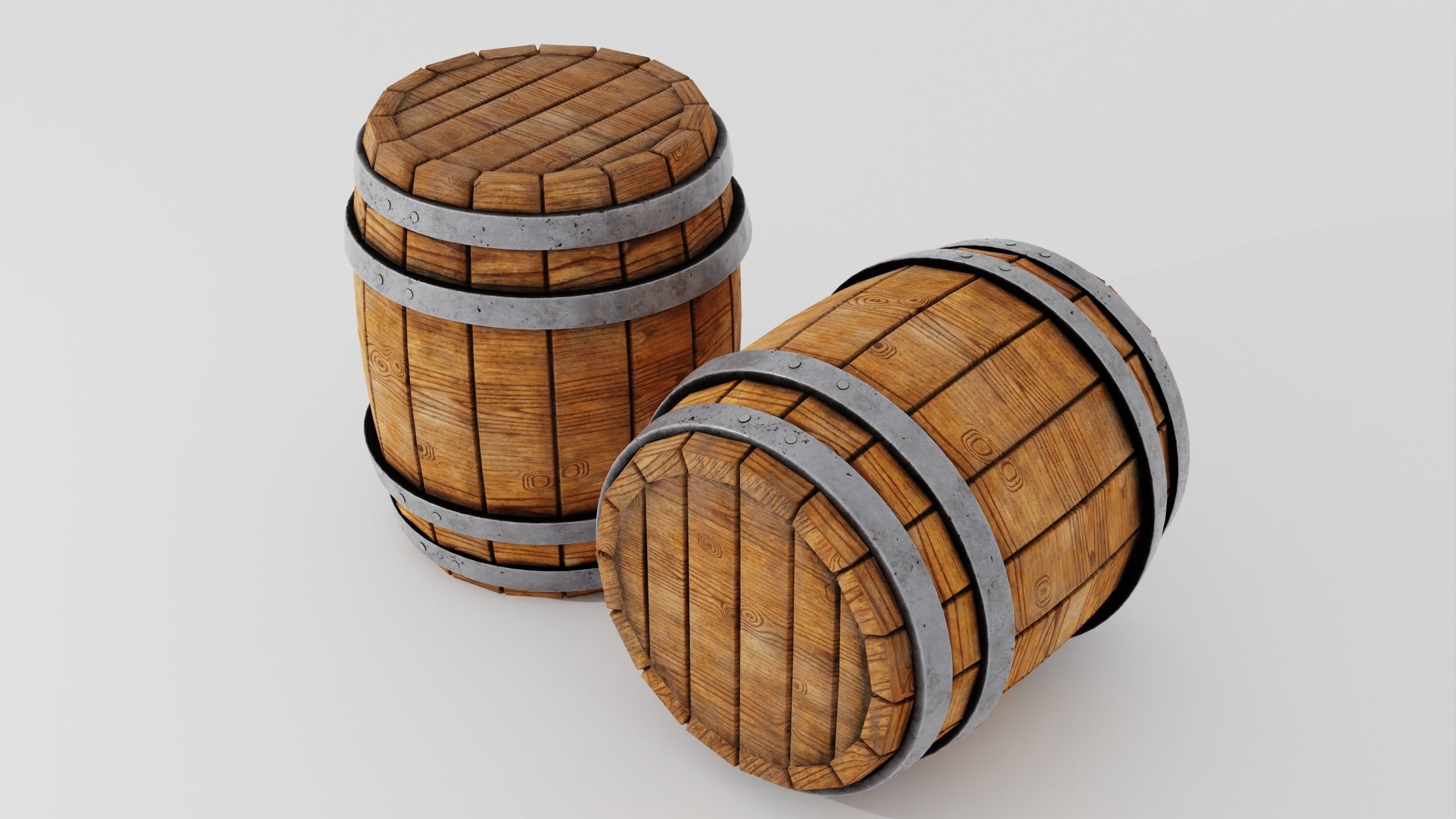 Wooden Barrel 3D model_24