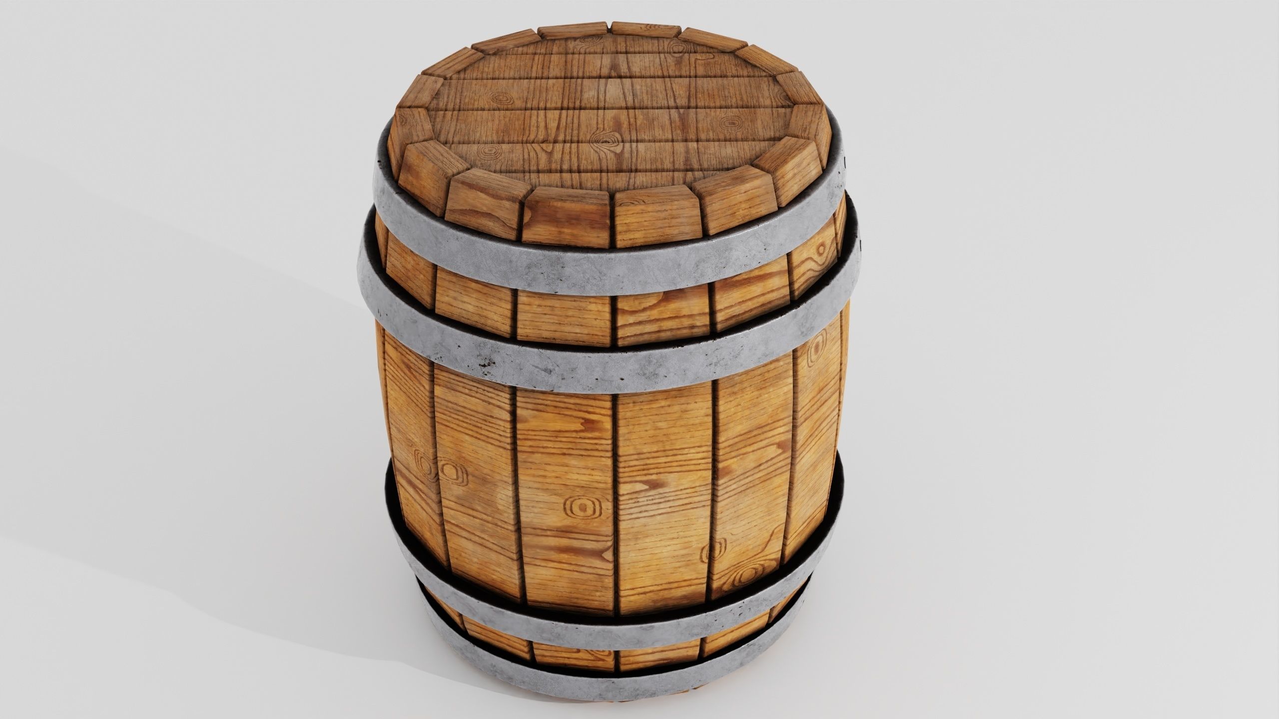 Wooden Barrel 3D model_14