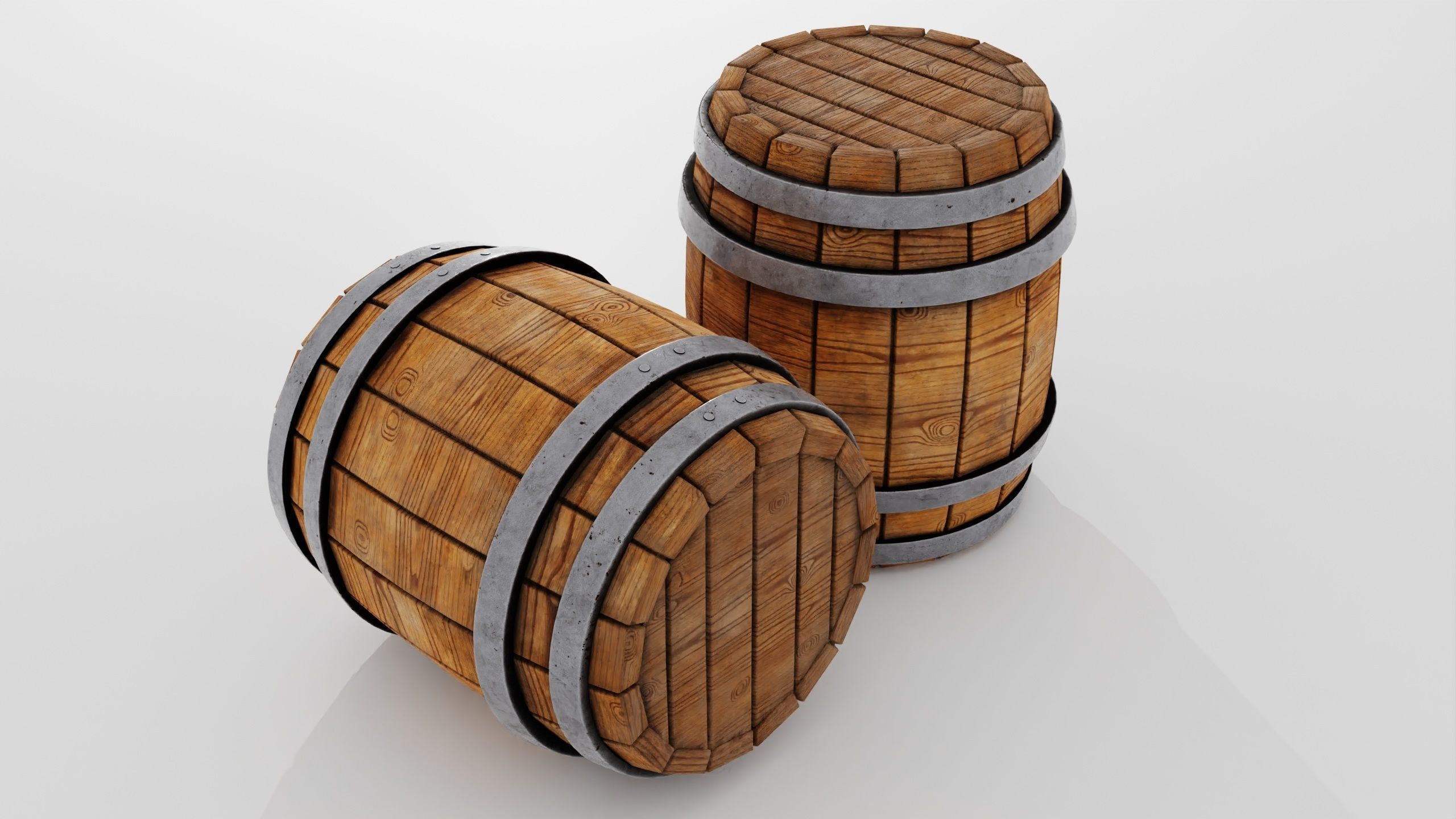 Wooden Barrel 3D model_26
