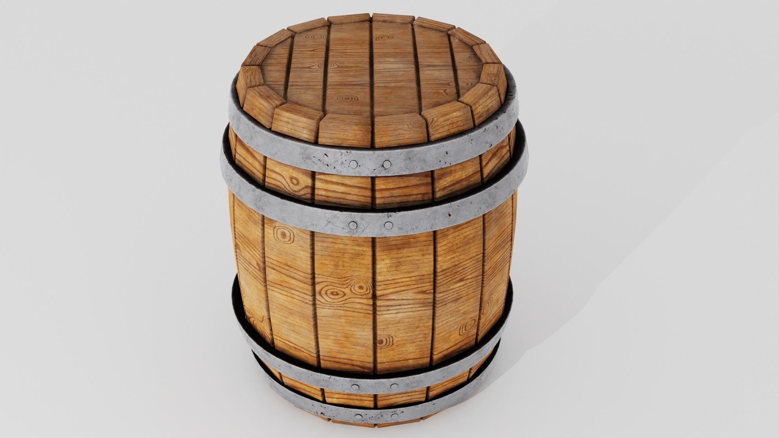 Wooden Barrel 3D model_8