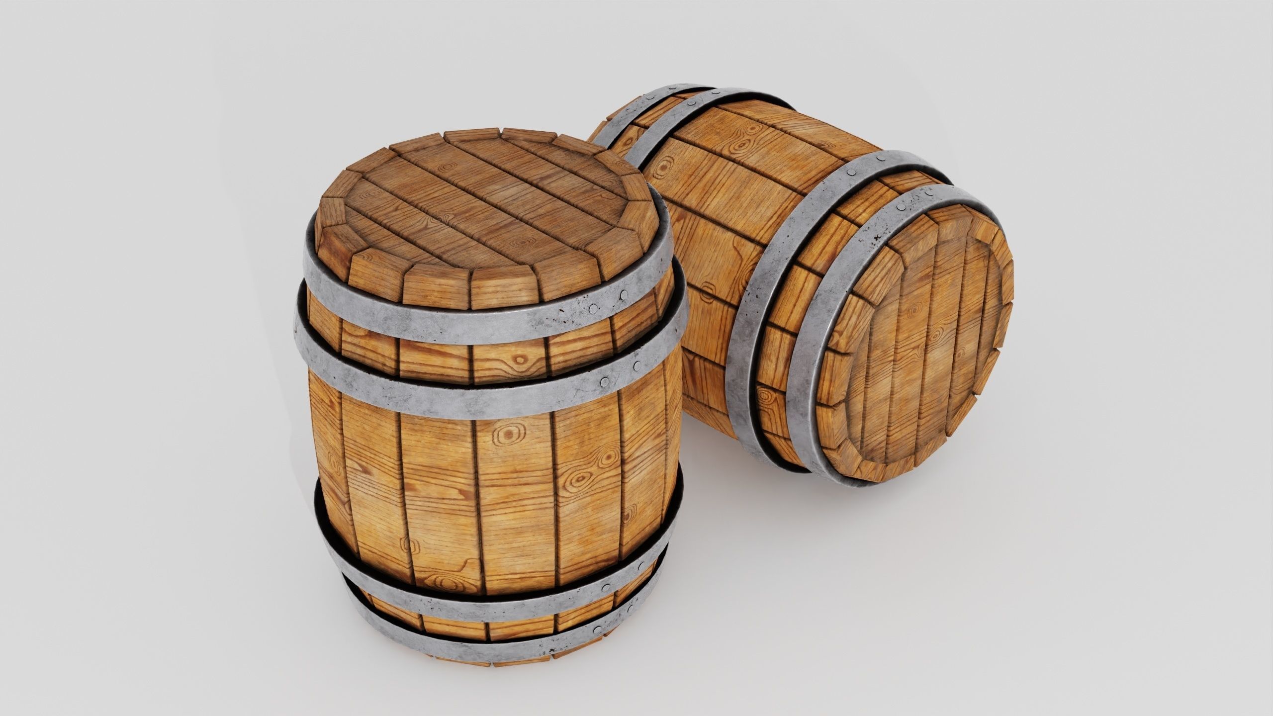 Wooden Barrel 3D model_30