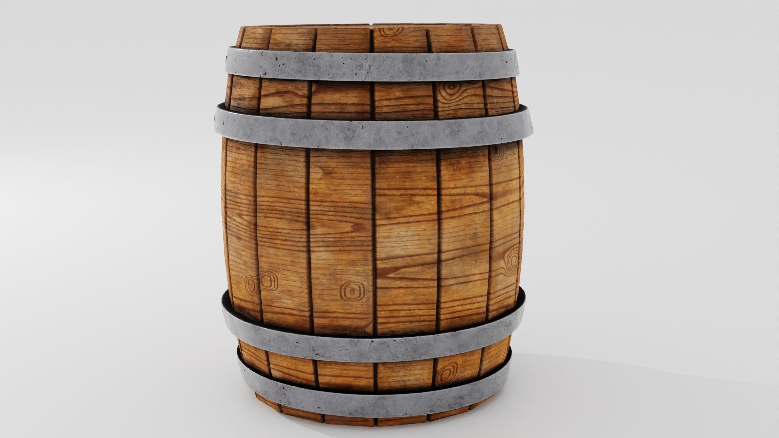 Wooden Barrel 3D model_2