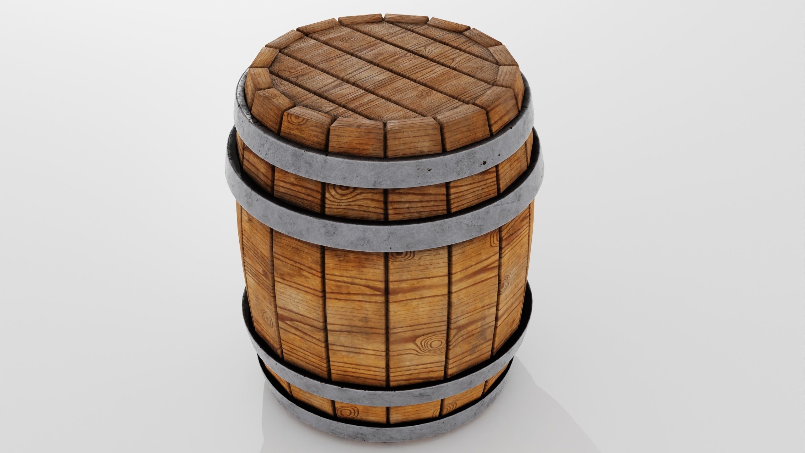 Wooden Barrel 3D model_11