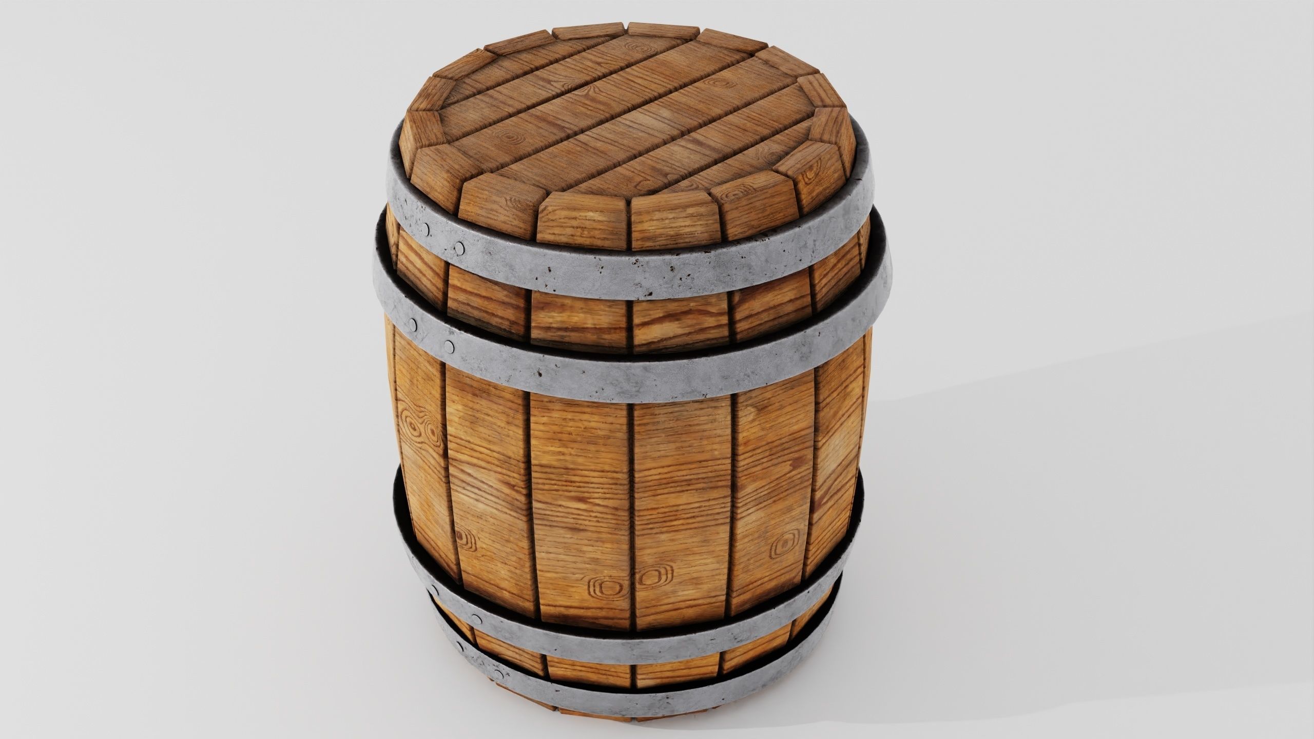 Wooden Barrel 3D model_9