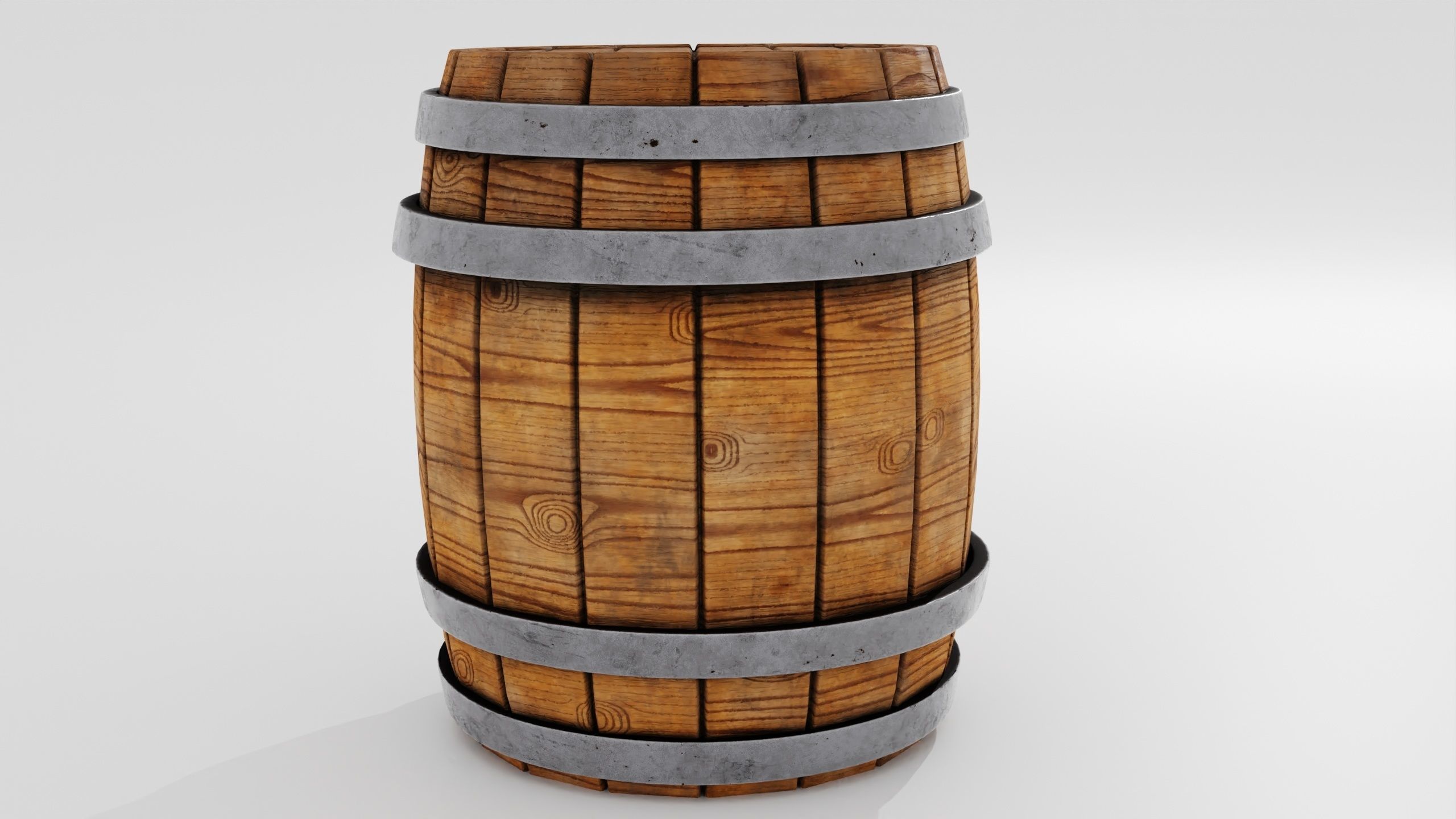 Wooden Barrel 3D model_4