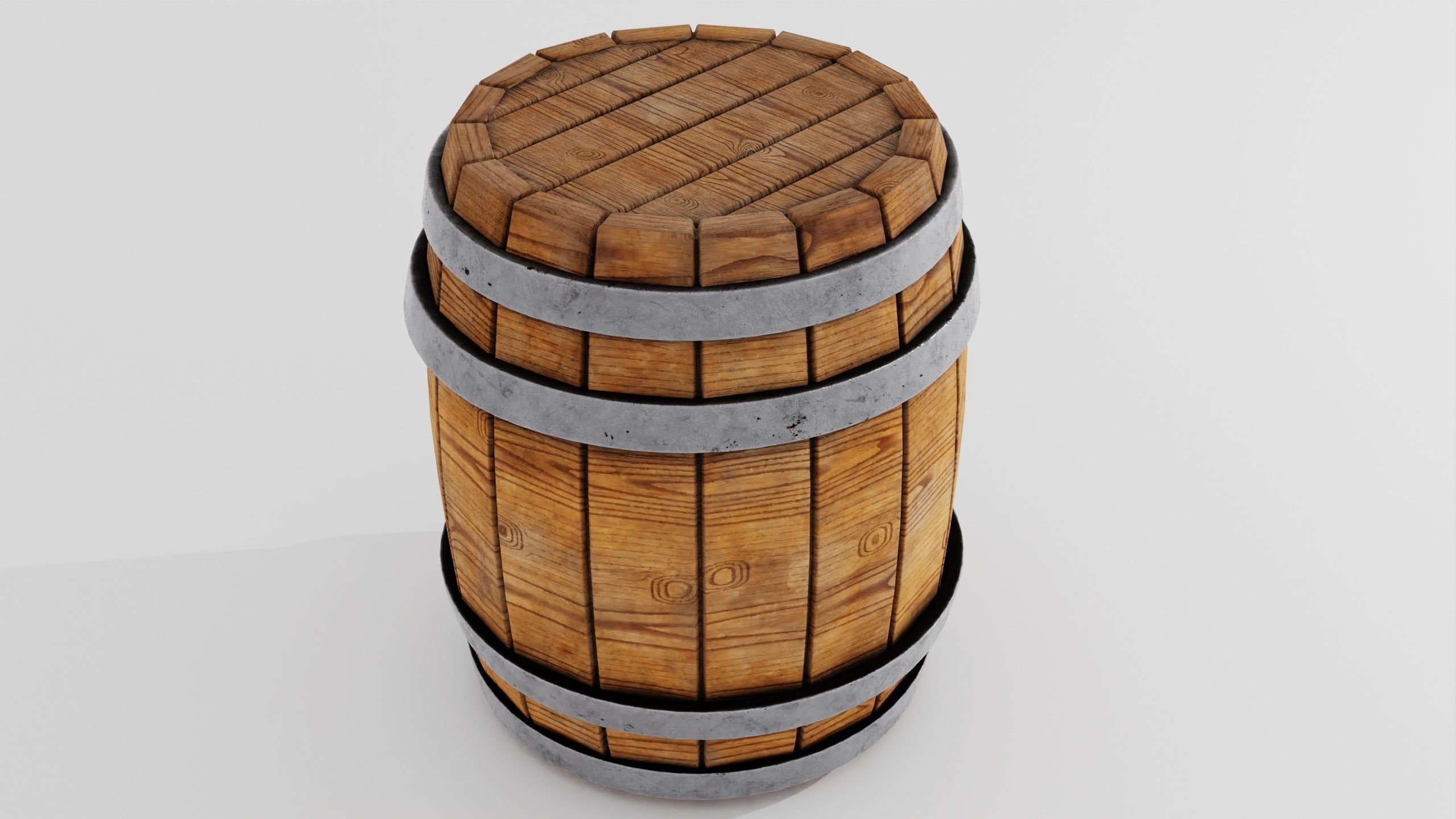 Wooden Barrel 3D model_13