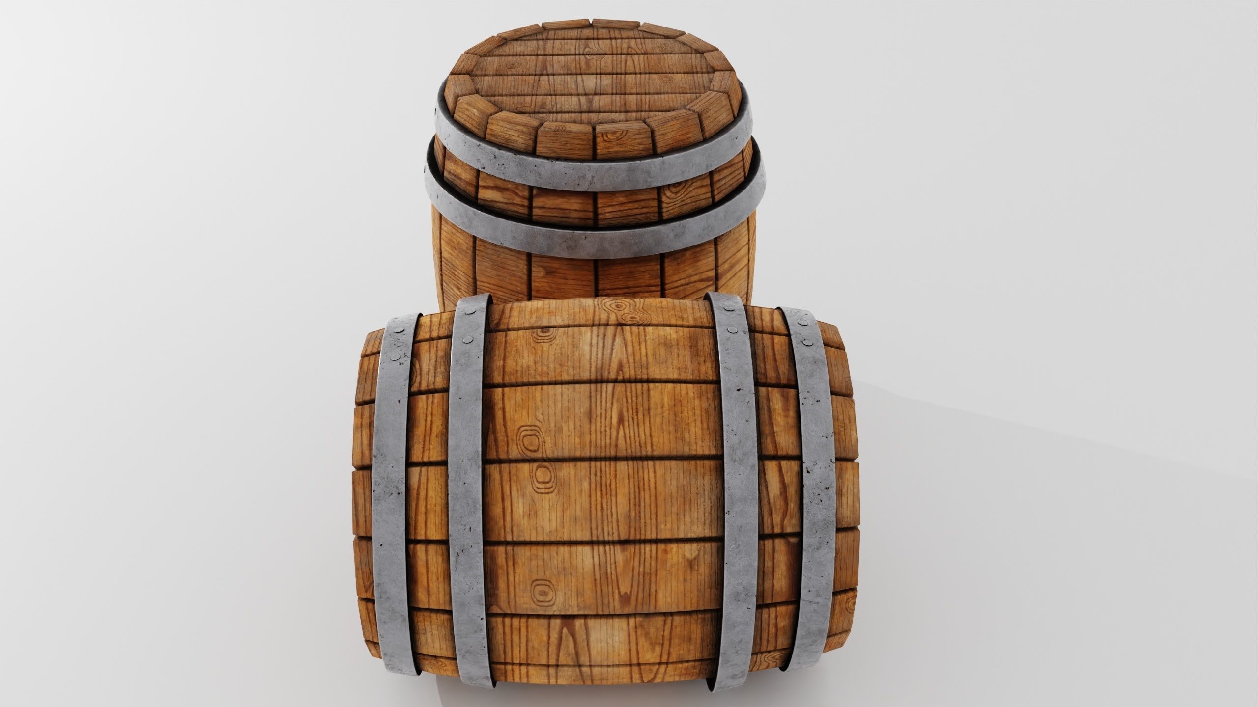 Wooden Barrel 3D model_25