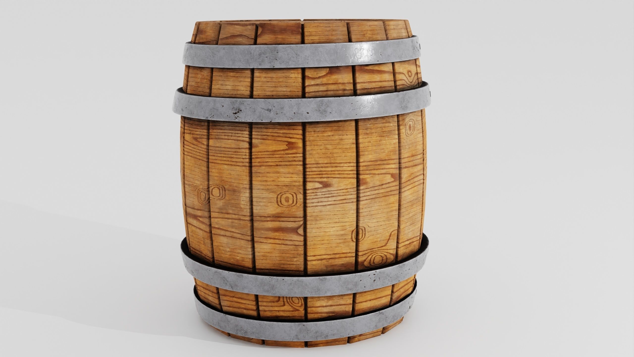 Wooden Barrel 3D model_6
