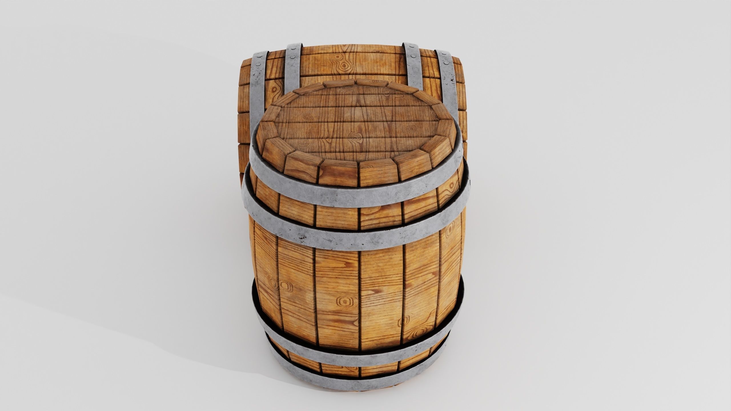 Wooden Barrel 3D model_29