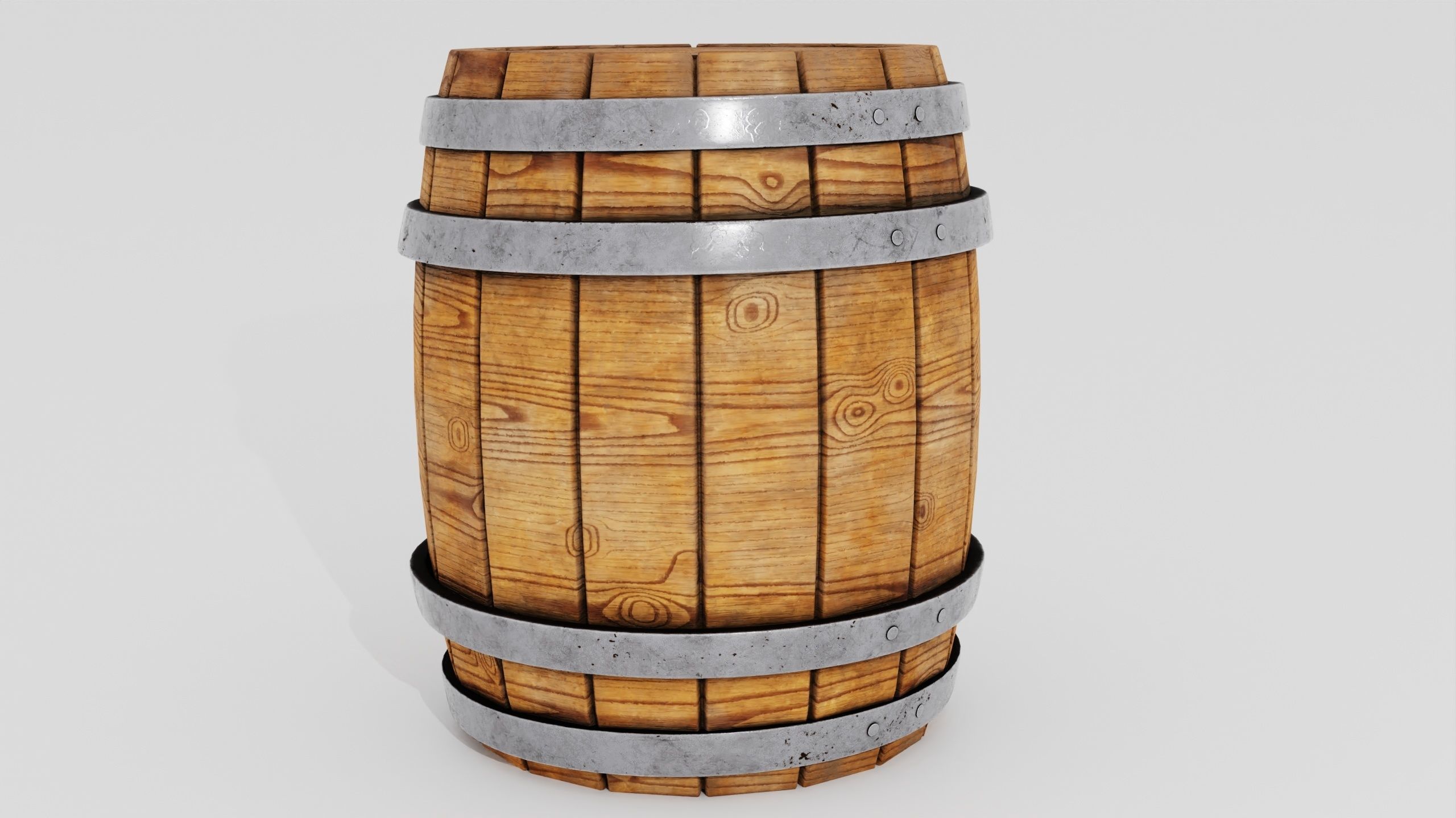 Wooden Barrel 3D model_7