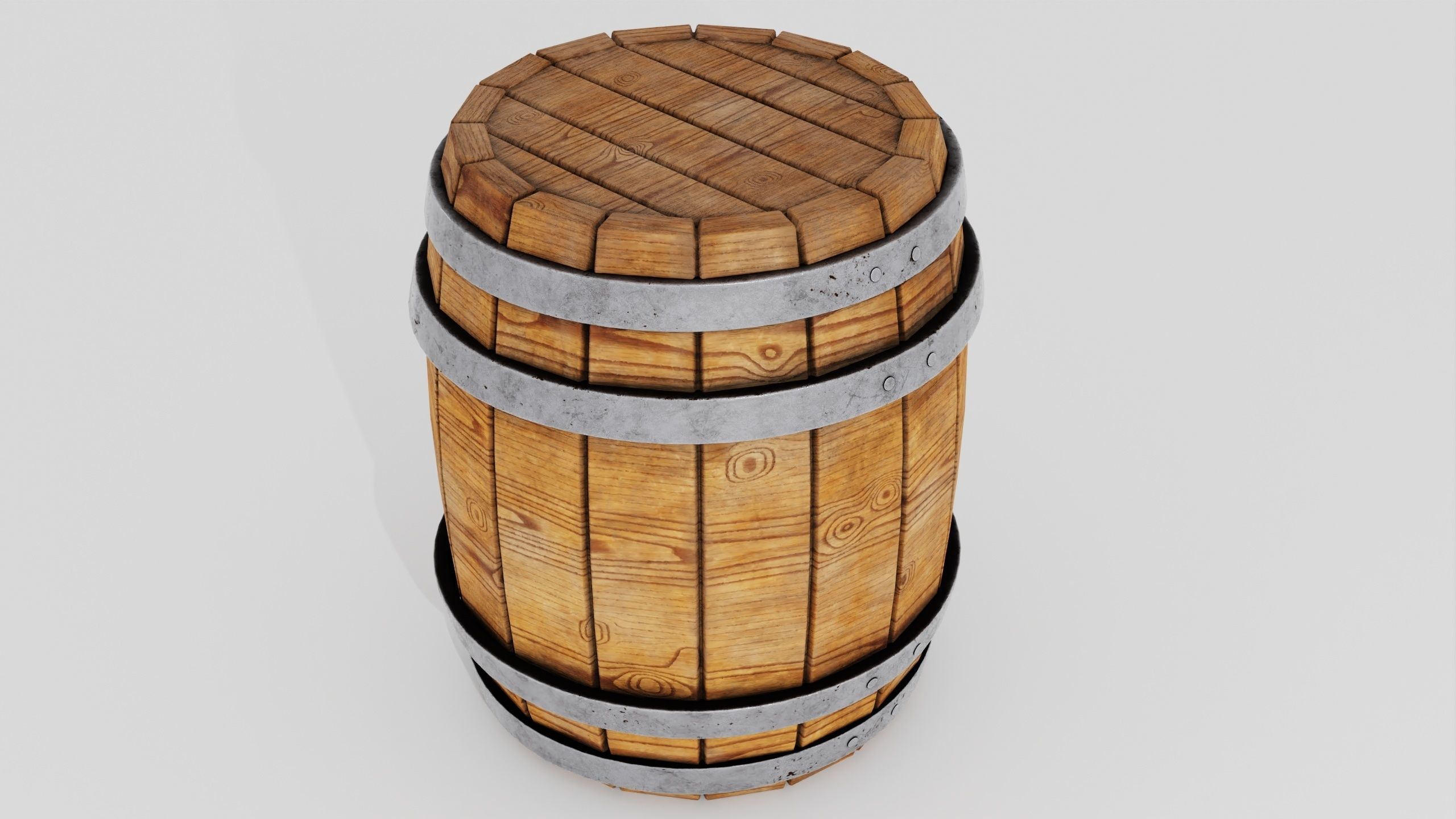 Wooden Barrel 3D model_15