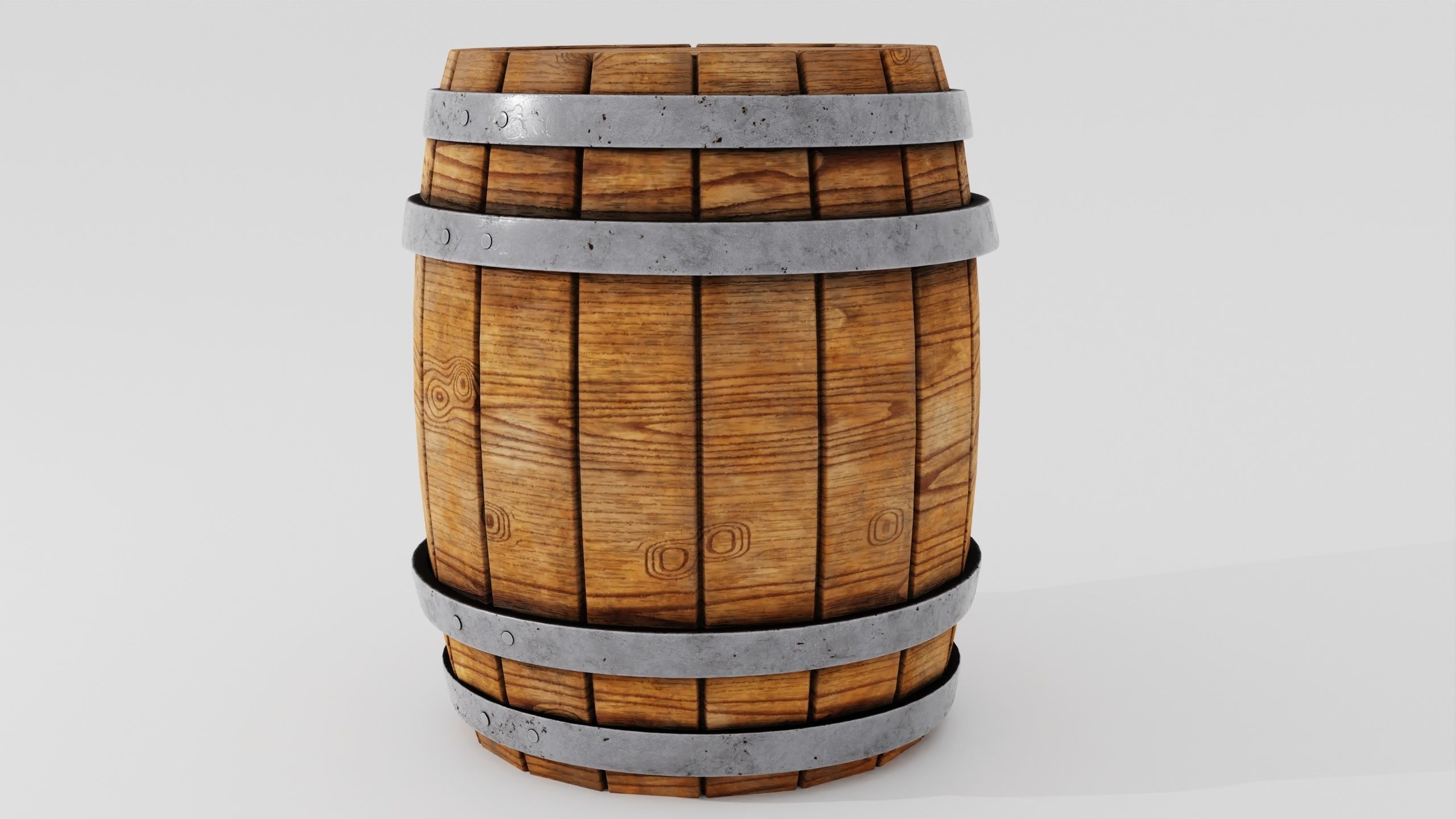 Wooden Barrel 3D model_1