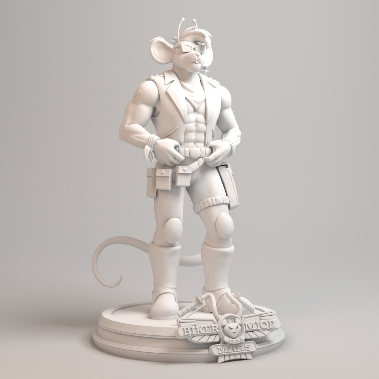 Biker Mice from Mars - Throttle Full Figure 3D print model_9