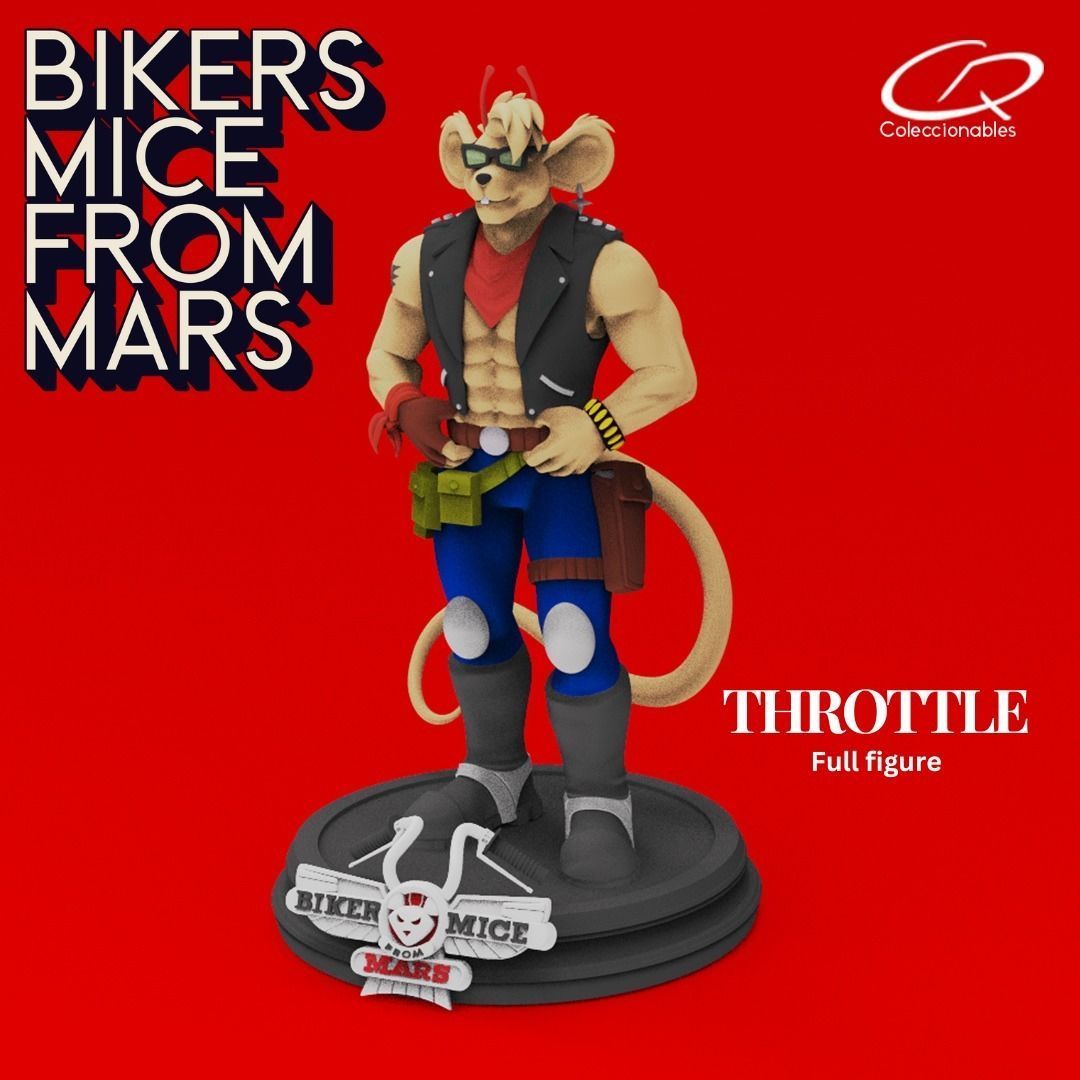 Biker Mice from Mars - Throttle Full Figure 3D print model_2