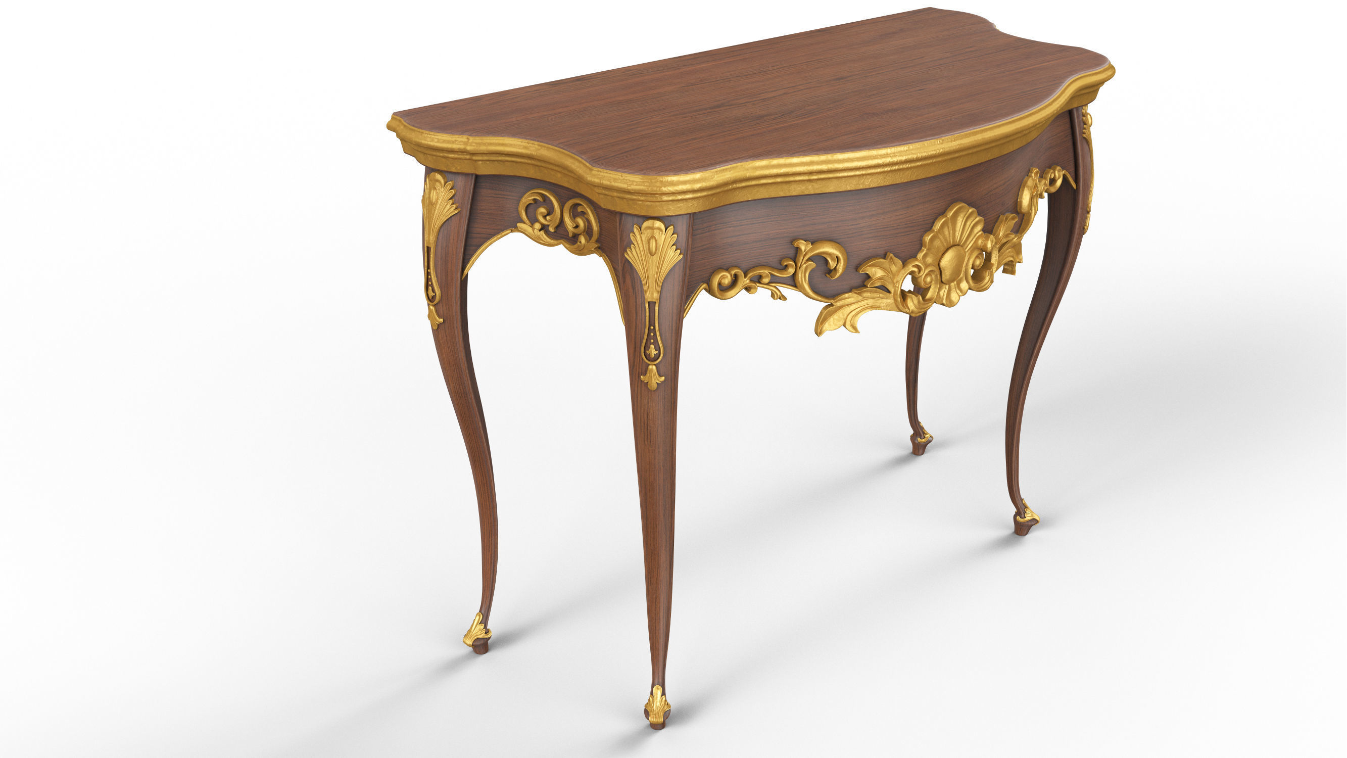 Wooden classic console table 01 01 3D model_9