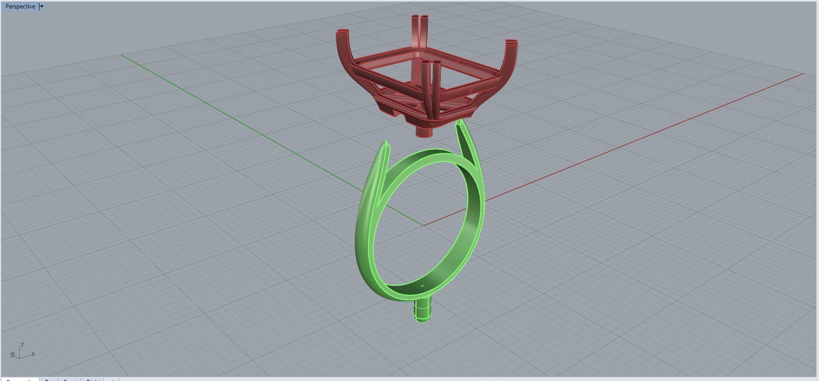 Emerald cut gem Ring 3D print model_3