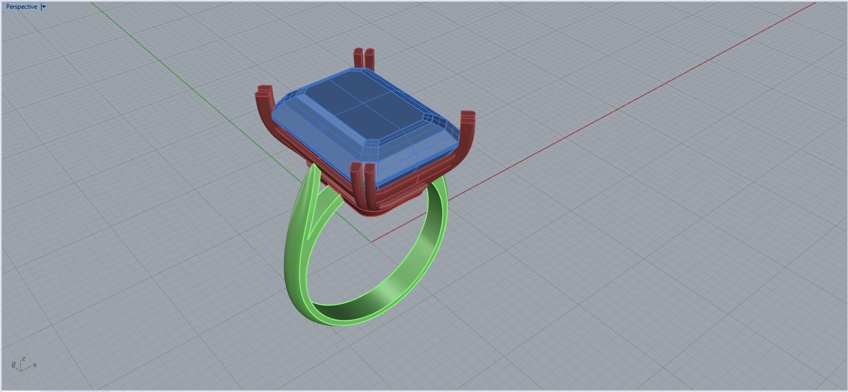Emerald cut gem Ring 3D print model_2