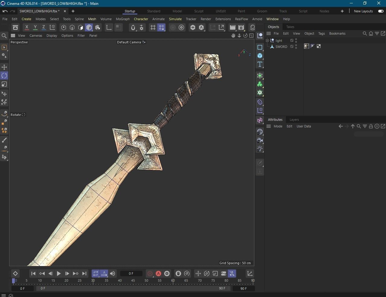 Mercenary Sword with PBR material Low-poly 3D model_8