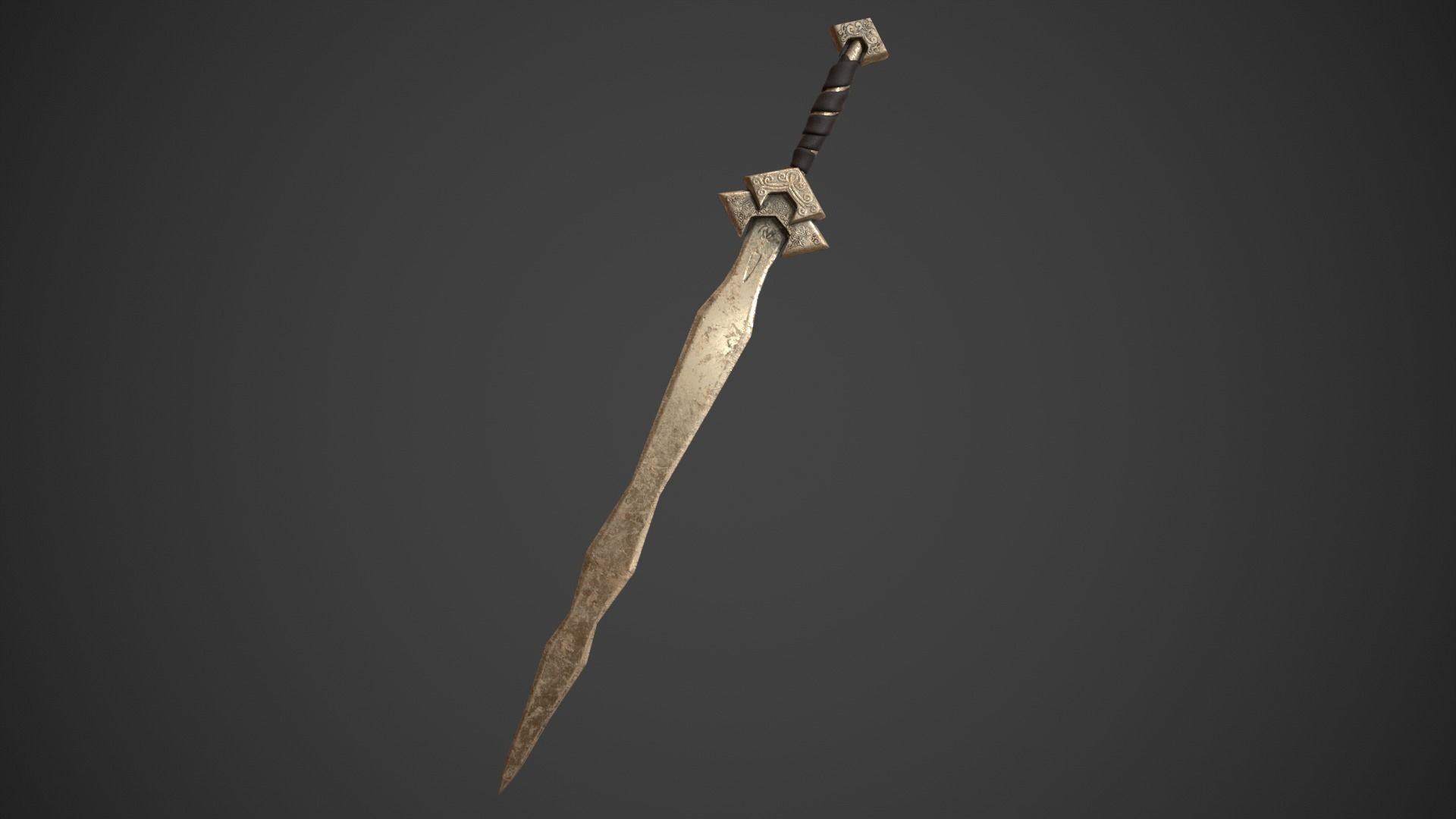 Mercenary Sword with PBR material Low-poly 3D model_6