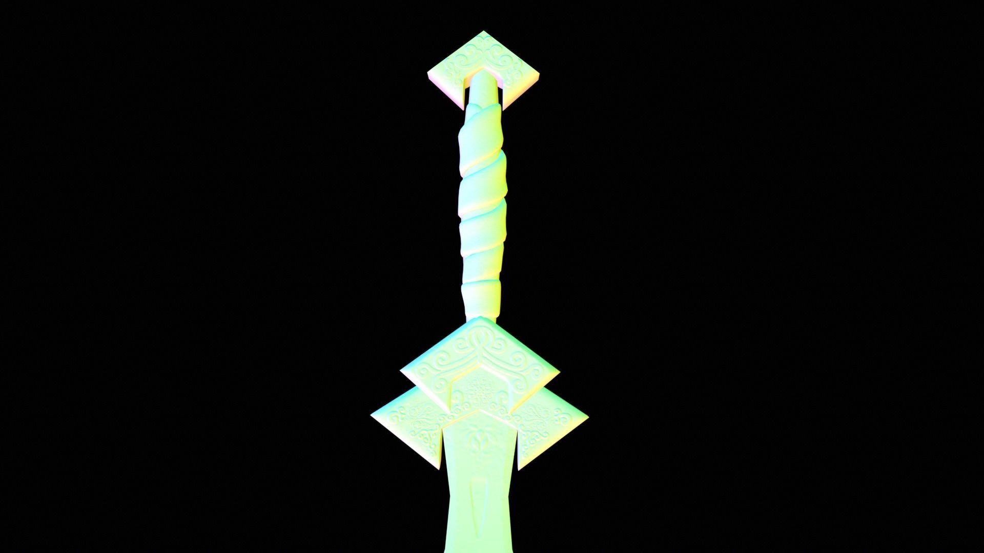 Mercenary Sword with PBR material Low-poly 3D model_21