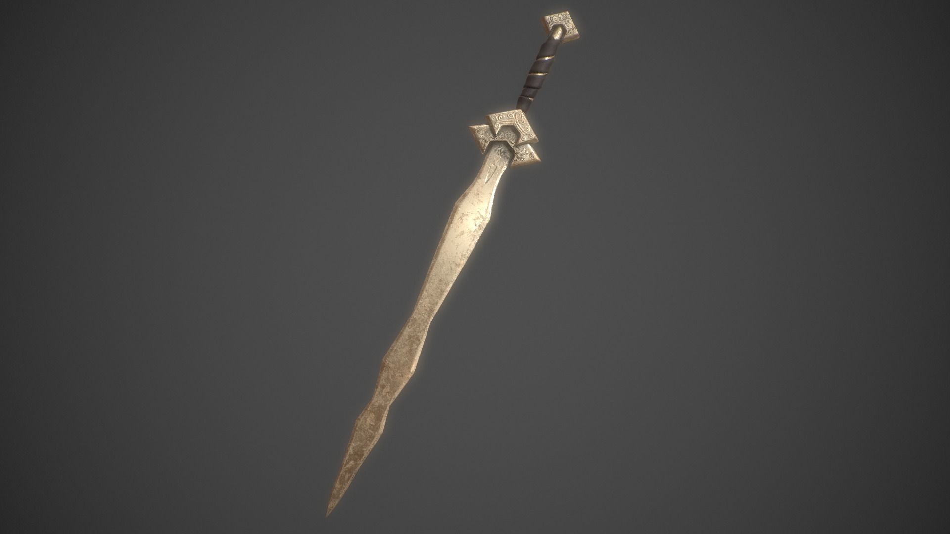Mercenary Sword with PBR material Low-poly 3D model_2