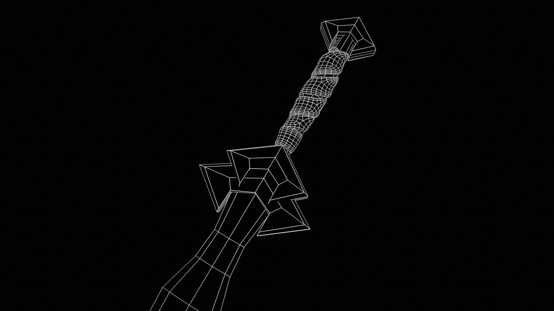 Mercenary Sword with PBR material Low-poly 3D model_16