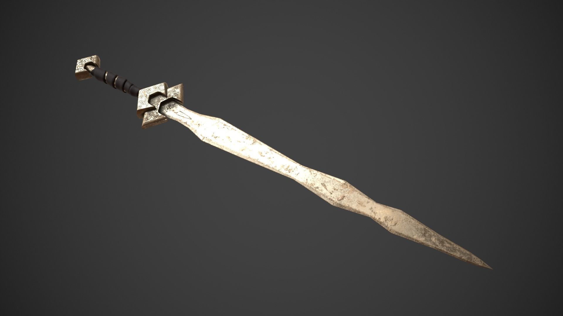 Mercenary Sword with PBR material Low-poly 3D model_3